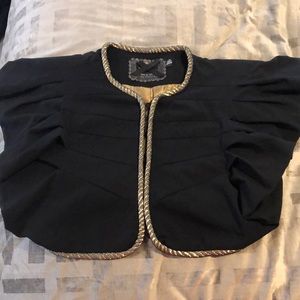 Black Puff Sleeve Cropped Jacket